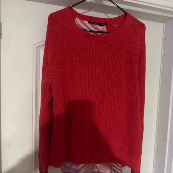Ralph Lauren Ribbed Knit Sweater Women Petite xLarge Orange Lined Long Sleeve - Picture 3 of 6
